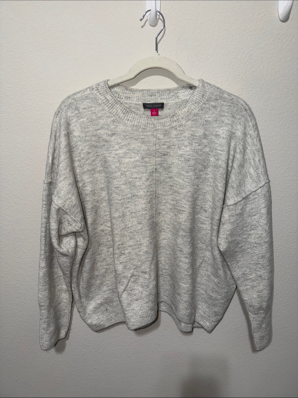 Vince Camuto Light Heather Gray oversized Crewneck Sweater AU26B
